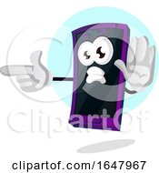 Poster, Art Print Of Cell Phone Mascot Character Pointing And Gesturing Stop