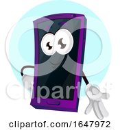 Poster, Art Print Of Cell Phone Mascot Character Gesturing With A Hand