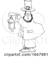 Poster, Art Print Of Cartoon Black And White St Patricks Day Leprechaun Holding A Lantern