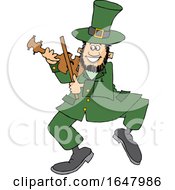 Cartoon St Patricks Day Leprechaun Playing A Fiddle