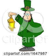 Poster, Art Print Of Cartoon St Patricks Day Leprechaun Holding A Lantern