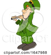 Poster, Art Print Of Cartoon St Patricks Day Leprechaun Playing A Flute