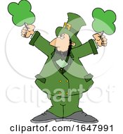 Poster, Art Print Of Cartoon St Patricks Day Leprechaun Holding Shamrocks