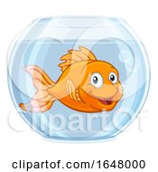 Poster, Art Print Of Goldfish In Gold Fish Bowl Cute Cartoon Character
