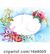 Poster, Art Print Of Watercolor Floral Frame Background