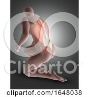 Poster, Art Print Of 3d Male Figure Kneeling With Back Muscles Highlighted