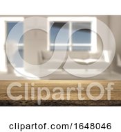 Poster, Art Print Of 3d Wooden Table Looking Out To A Defocussed Lounge Interior