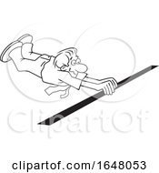 Poster, Art Print Of Cartoon Black And White Business Man Crossing The Finish Line