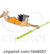 Poster, Art Print Of Cartoon Black Business Woman Crossing The Finish Line