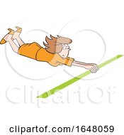 Poster, Art Print Of Cartoon White Business Woman Crossing The Finish Line