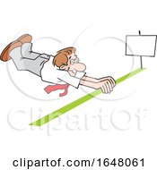 Poster, Art Print Of Cartoon White Business Man Crossing The Finish Line