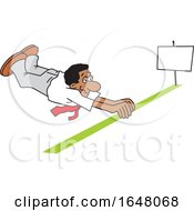 Poster, Art Print Of Cartoon Black Business Man Barely Crossing The Finish Line