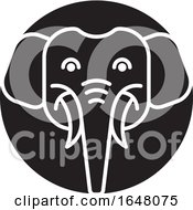 Black And White Elephant Face Icon