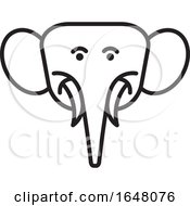 Poster, Art Print Of Black And White Elephant Face Icon