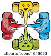 Poster, Art Print Of Colorful Elephant Faces