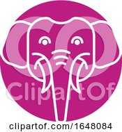 Poster, Art Print Of Pink Elephant Face Icon