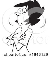 Cartoon Black And White Skeptical Woman With Folded Arms
