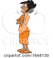 Cartoon Doubtful Black Woman With Folded Arms