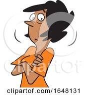 Poster, Art Print Of Cartoon Doubtful Black Woman With Folded Arms