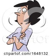 Cartoon Skeptical Hispanic Woman With Folded Arms