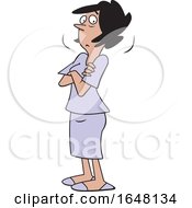 Cartoon Doubtful Hispanic Woman With Folded Arms