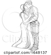 Poster, Art Print Of Sketched Kissing Couple