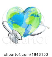 Poster, Art Print Of Health Concept Stethoscope Heart Earth World Globe