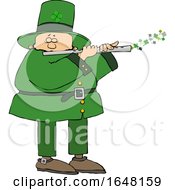 Cartoon St Patricks Day Leprechaun Playing A Flute by djart