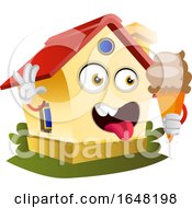 Poster, Art Print Of Home Mascot Character Holding An Ice Cream Cone