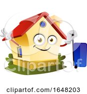 Poster, Art Print Of Home Mascot Character With A Suitcase
