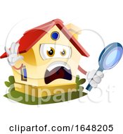 Poster, Art Print Of Home Mascot Character Holding A Magnifying Glass