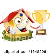 Home Mascot Character Holding A Trophy