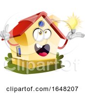 Poster, Art Print Of Home Mascot Character Holding An Idea Bulb