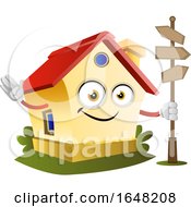 Poster, Art Print Of Home Mascot Character Holding A Sign Post