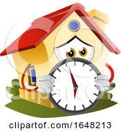 Poster, Art Print Of Home Mascot Character Holding A Clock