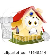 Home Mascot Character Holding A Calculator