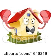 Poster, Art Print Of Mad Home Mascot Character Wearing Boxing Gloves