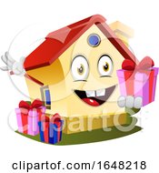 Poster, Art Print Of Home Mascot Character Holding A Gift