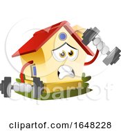 Poster, Art Print Of Home Mascot Character Working Out With Dumbbells