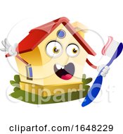 Poster, Art Print Of Home Mascot Character Holding A Toothbrush