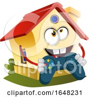 Poster, Art Print Of Home Mascot Character Holding A Video Game Controller