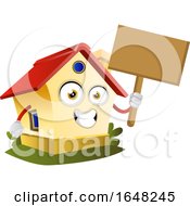 Poster, Art Print Of Home Mascot Character Holding A Blank Sign