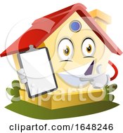 Home Mascot Character Holding A Clipboard