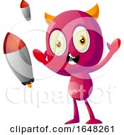 Devil Mascot Character With Rockets