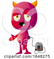 Poster, Art Print Of Devil Mascot Character Charging