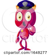 Poster, Art Print Of Police Devil Mascot Character Gesturing To Stop