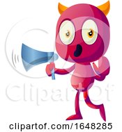 Poster, Art Print Of Devil Mascot Character Using A Megaphone