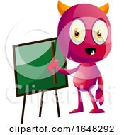 Poster, Art Print Of Devil Mascot Character By A Chalkboard