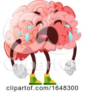 Brain Character Mascot Crying