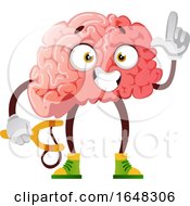 Brain Character Mascot Holding A Sling Shot